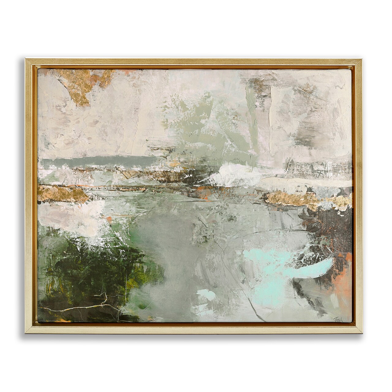 Stupell Industries Abstract Seascape Landscape Floater Framed Canvas Wall Art Design by Design Fabrikken